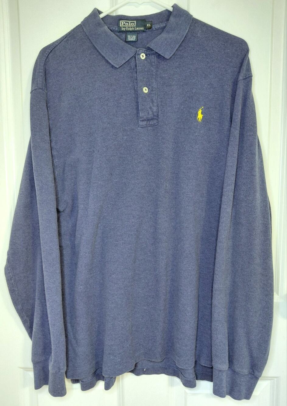Vintage Polo Ralph Lauren Long Sleeve Polo Shirt XL Blue Heathered Soft Cotton
